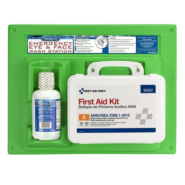 Acme United Eyewash Station Containing 16 Oz. Screw Cap Bottle And Ansi 2015 First Aid Kit. 6 Complete Stations 90813